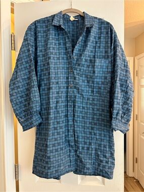 World of Crow Painters Smock in Blue Plaid
